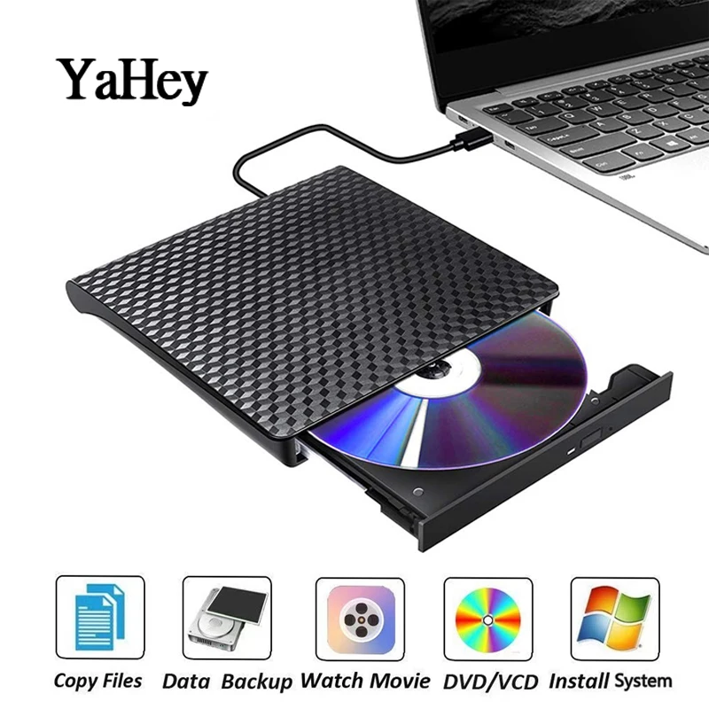

External CD DVD Drive USB Type C Adapter to USB 3.0 Optical DVD/CD-RW Burner Writer Player Compatible with MacBook/iMac/Laptop