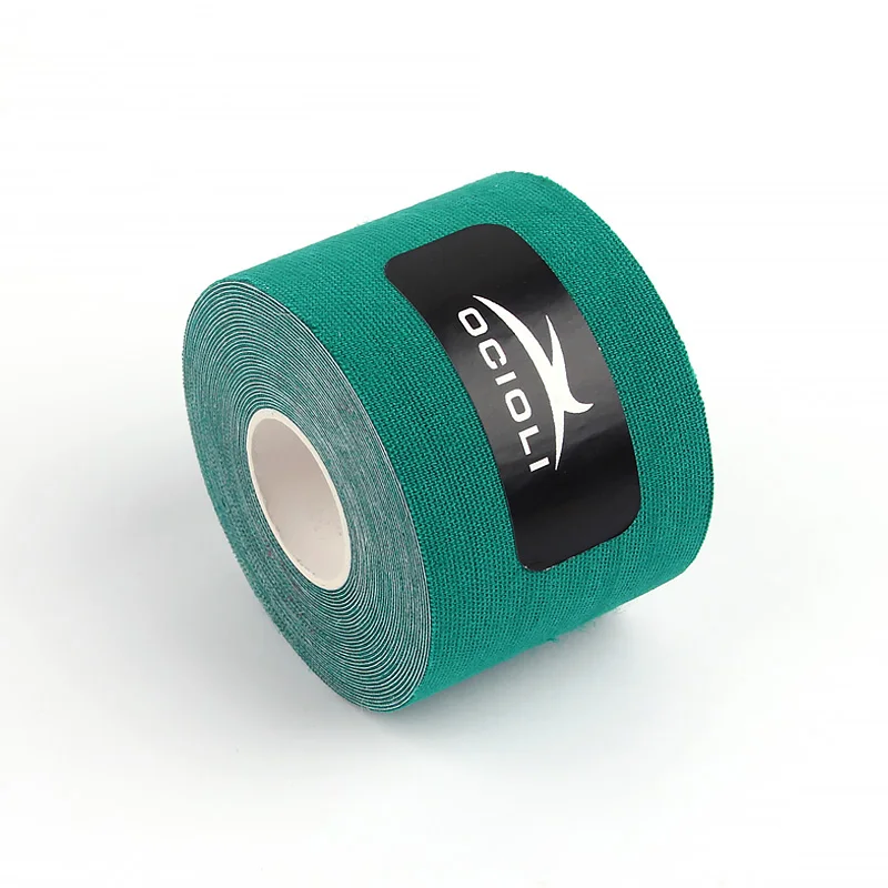 Повязка для мышц 5 см X 5 м Спортивная Кинезиология рулон ленты хлопок эластичный клей штамм травма стикер фитнес - Цвет: deep green