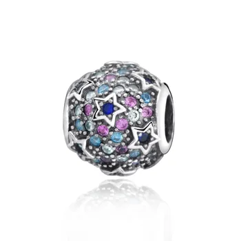 

New Arrival 100% 925 Sterling Silver Beads Elevated Stars Pave Charm fit Original Bracelets Women DIY Jewelry