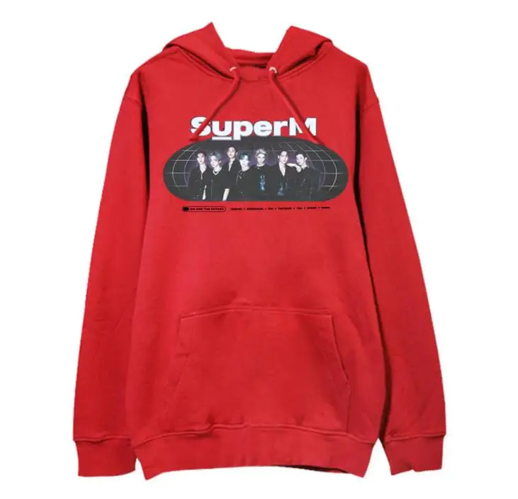 Осень-зима kpop superM all member фото пуловер с рисунком свободные толстовки унисекс флис/тонкий Свитшот 3 цвета
