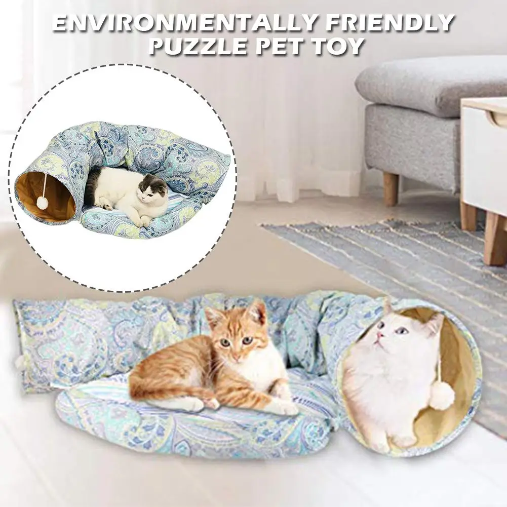 

Cat Folding Tunnel Of Games 123x26cm Waterproof Easy To Clean Toy Channel Rolling Nest Environmental Protection Puzzle Pet Toy