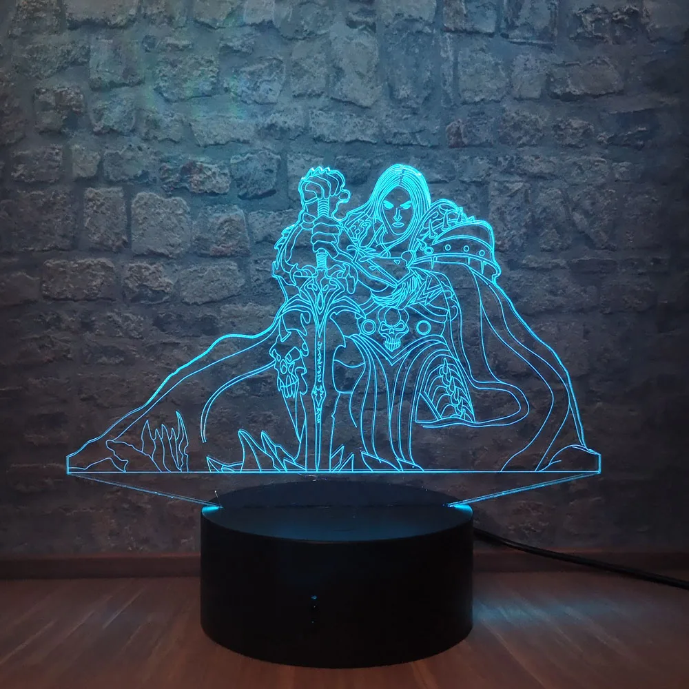 3D лампа игры World Of Warcraft рисунок Lich King Артас светодиодный ночной Светильник
