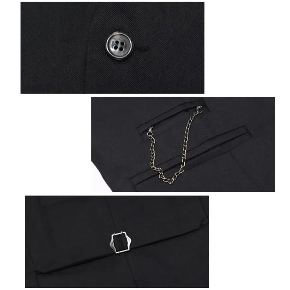 Fashion Men Cotton Vest Warm Vest Jacket Waistcoat Solid Color V Neck Sleeveless Button Pocket Blazer Suit Waistcoat Blazer Vest 5