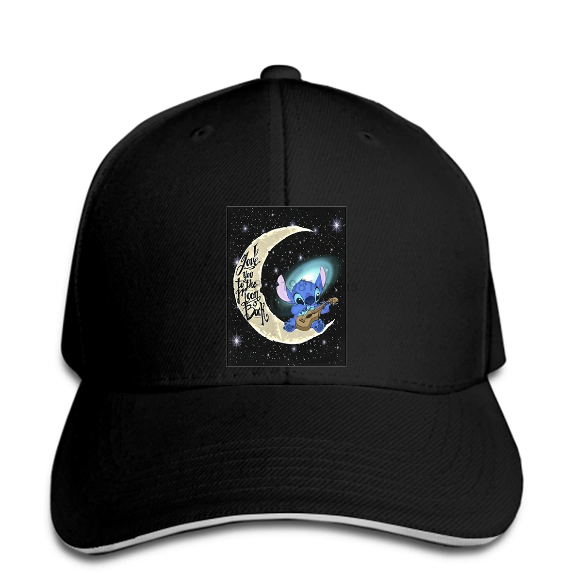 Ститч I Love You To The Moon And Back черная бейсболка M 6 бейсболка