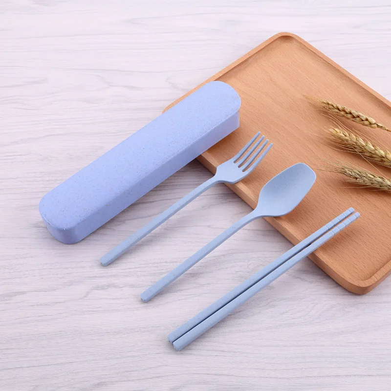 Распродажа 3 шт. портативные наборы посуды из пшеничной соломы экологичный набор