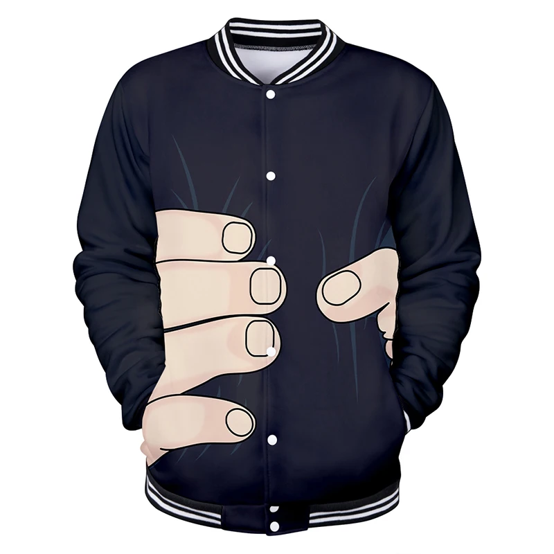 

3d Baseball Jacket Coat Funny Big Finger Print Men Women Hoodie Sweatshirt Tops Pocket Button Long Sleeve 3D Hoodies Jackets 4XL