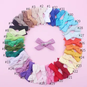 

36pc/lot 2020 New 3Inch Linen Cotton Bows With Clips For Girls Solid Hair Bow Hairpins,Kids Girls Party Gifts Hair Accessories