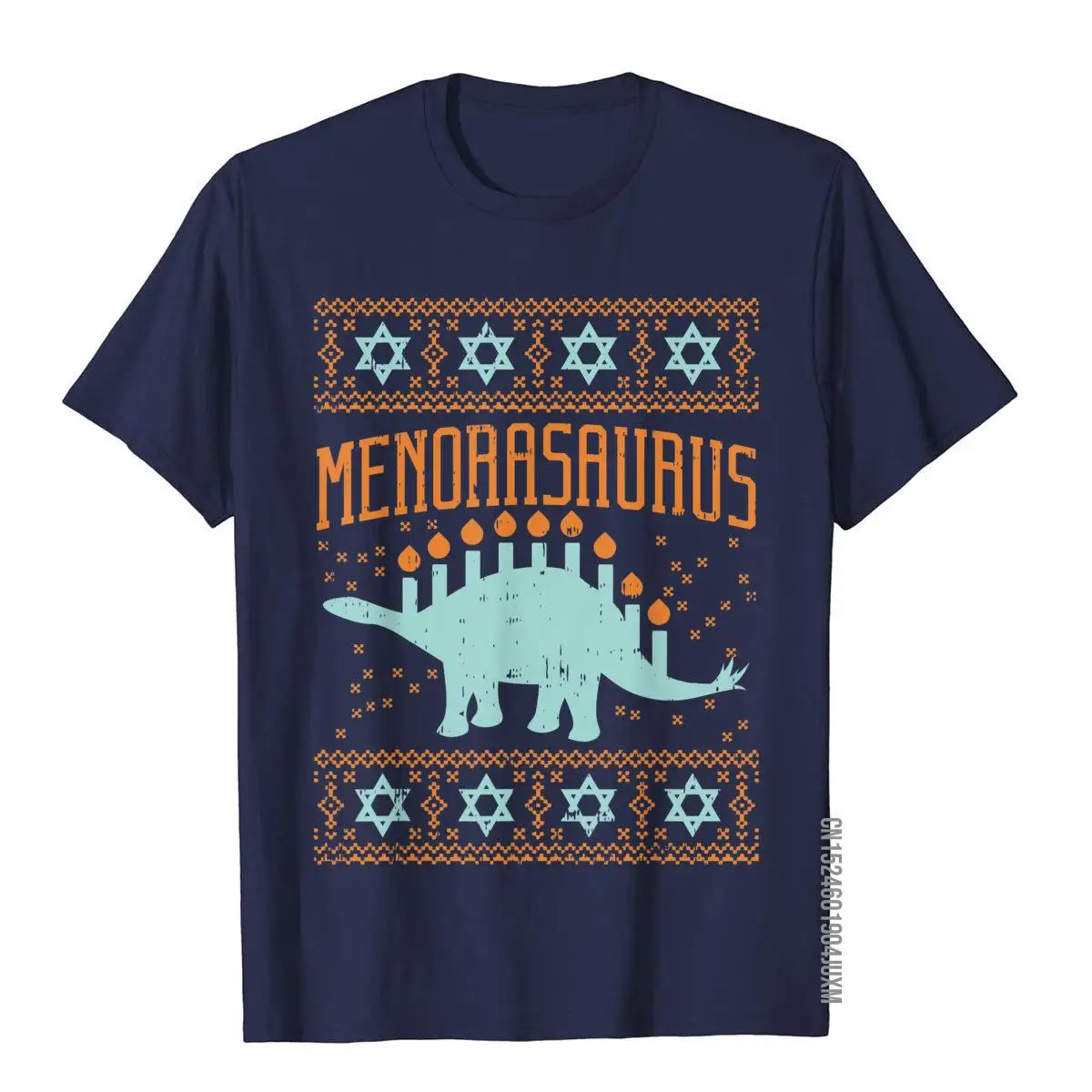 Menorasaurus Shirt Funny Hanukkah Dinosaur Menorah Gift T-Shirt__97A2932navy