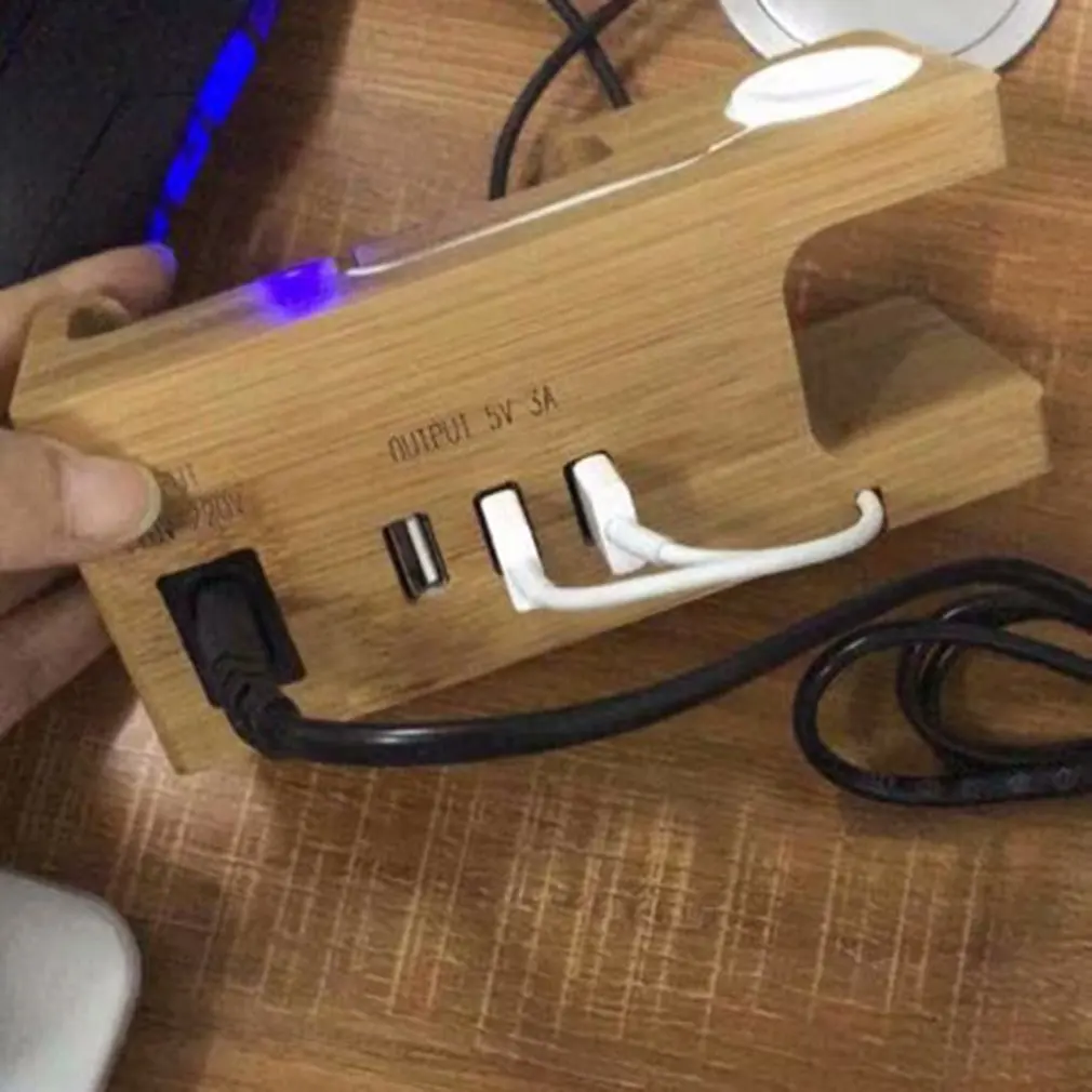 Многофункциональный 3 usb порта планшетный ПК мобильный телефон зарядка дисплей натуральный бамбук подставка Зарядка Поддержка 5 В/3 А