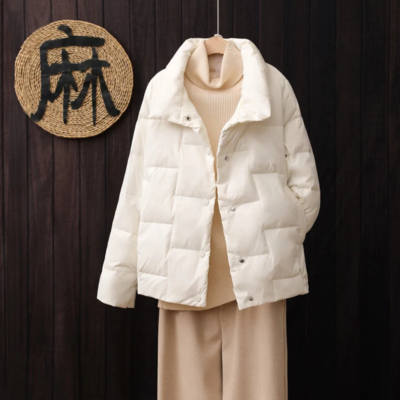 Autumn Winter Women Turn Down Collar Down Coat Ultra Light 90% White Duck Down Jacket Single Breasted Windproof Parkas ralph lauren puffer jacket