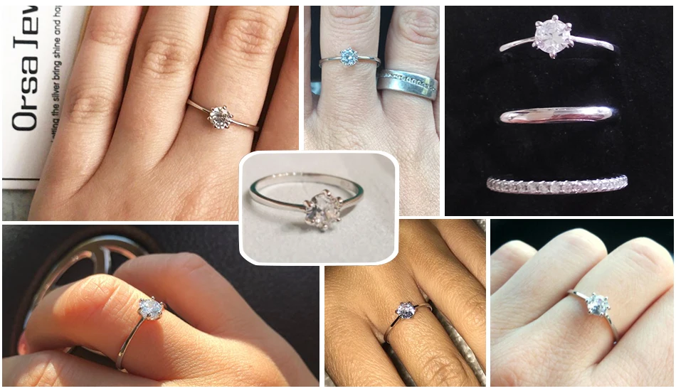 ORSA JEWELS, настоящее 925 пробы, серебряные женские кольца, кубический циркон, Женское Обручальное кольцо, модное ювелирное изделие для любого, вечерние, SR116
