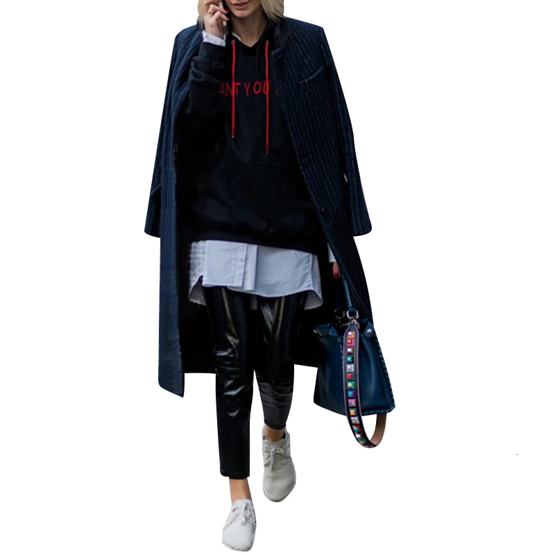  TWOTWINSTYLE Korean Asymmetrical Print Letter Womens Sweatshirt Hooded Long Sleeve Pocket Female Ho