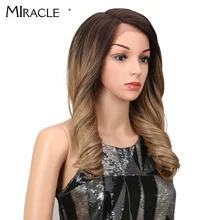 Чудо 2" Высокая температура волокна волос омбер золото волнистые волосы длинные свободные волнистые парики Красный синтетический парик фронта шнурка для черных женщин