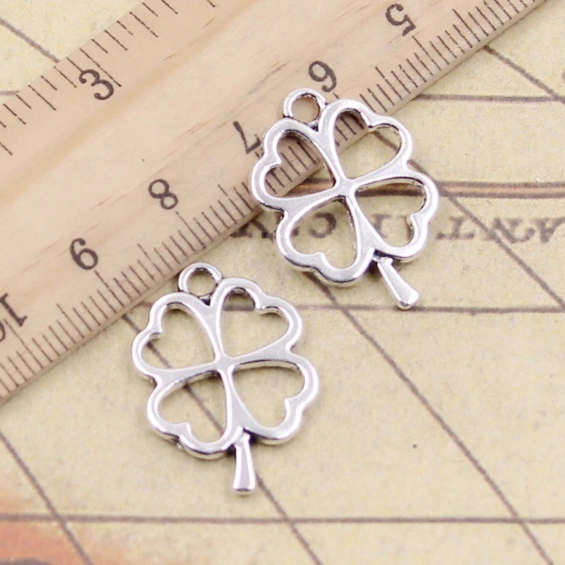 20 stücke Charme Glück Vier Kleeblatt Irish 24x17mm Tibetischen Bronze Silber Farbe Anhänger Antike Schmuck Machen DIY Handgemachte Handwerk