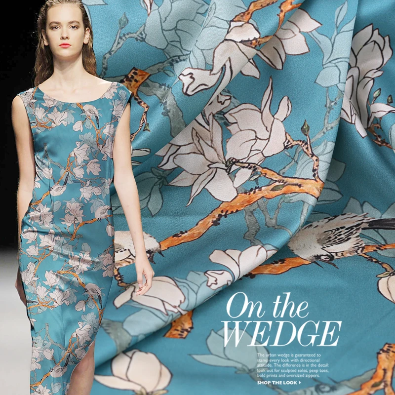 108 см широкая натуральная шелковая ткань МЕТР 19 мм цифровой струйный Шелковый ткань сатин-стрейч драповая Рубашка шелковая ткань для платья ткань