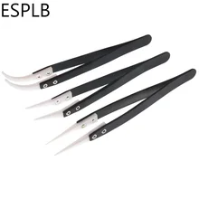 Черно-белый керамический пинцет прямой/изогнутый керамический наконечник антистатический нержавеющая сталь Ручка изолированный промышленный пинцет