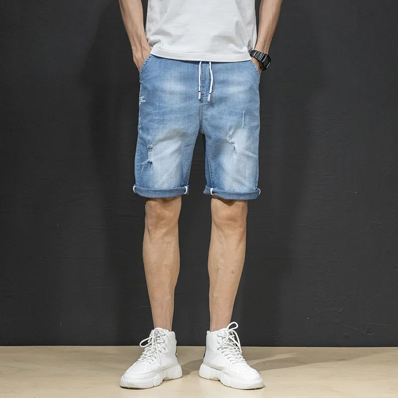 Men Brand Short ripped Jeans harem mens Cotton denim skate board Breathable jogger ankleKnee Length denim shorts Men Brand Short ripped Jeans harem mens Cotton denim skate board Breathable jogger ankleKnee Length denim shorts