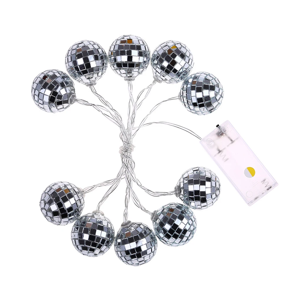 10LED Glass Patch Ball Plastic String Lights Shiny Lamp Sequin Decoration decorating your home new