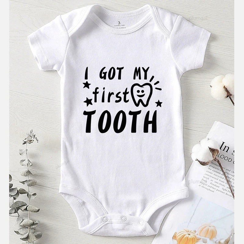 Baby Bodysuits are cool Romper Kids Autumn New Born Baby Clothes Winter Newborn Girl Outfit Clothing for Babies I Got My First First Tooth Print carters baby bodysuits	