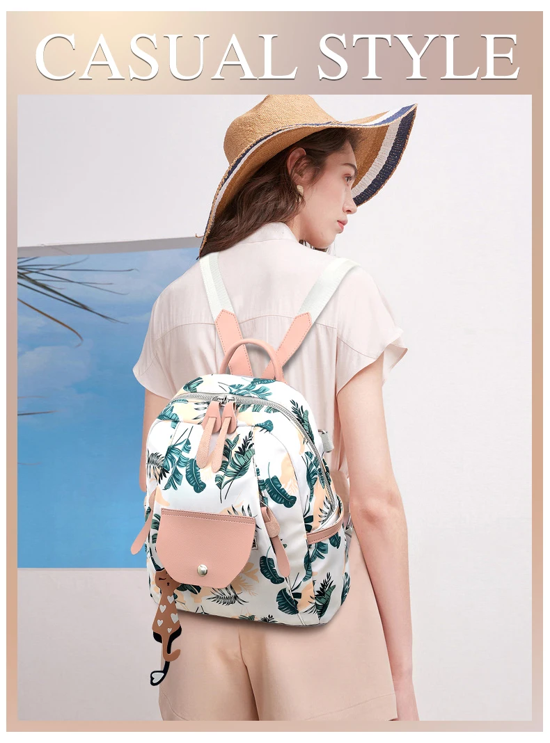 Women Backpack Flower Printing School Backpacks For Teenage Girls Nylon Bookbags Lady Daily Travel sac Shoulder Bags XA511H