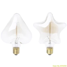 Новая стильная необычная винтажная декоративная лампа накаливания E27 звезда/сердце лампа накаливания Ретро лампа Эдисона