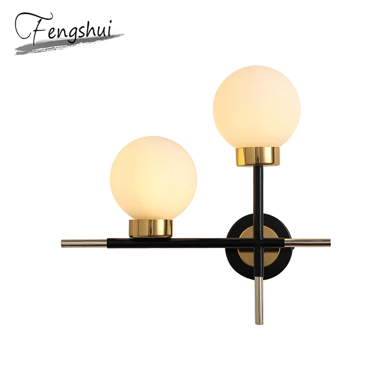 

Nordic Glass LED Wall Lamps Indoor Decor Sconces Bathroom Light Fixture Bedroom Bedside Aisle Living Room Studyroom Wall Lights