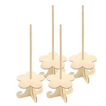 

4Pcs Wooden Donuts Display Wall Holds Candy Sweet Cart Rustic Wedding Birthday Decor Baby Shower Supplies Plum Type Base