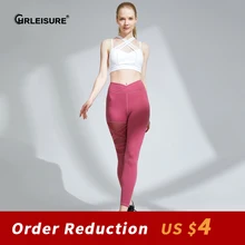 

CHRLEISURE New 2 Pcs Set Workout Clothes Women High Waist Sports Leggings Sexy Back Thin Shoulder Strap Cross Bra Fitness Suit