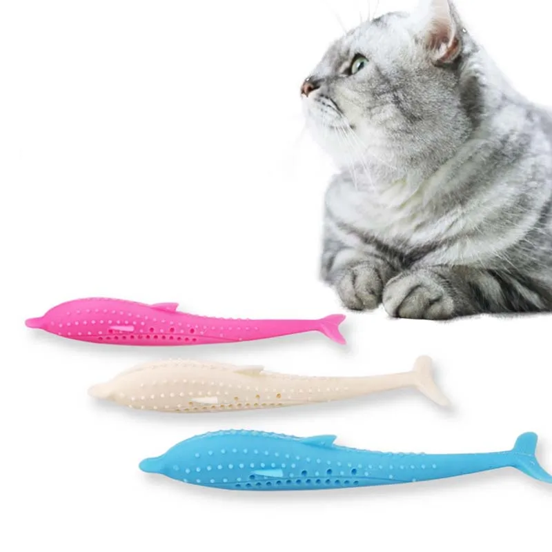 

Soft Silicone Mint Fish Cat Toy Catnip Pet Toy Clean Teeth Toothbrush Chew Cats Toys 3colors Interactive Cats NEW Dental Massage