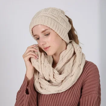 

Fashion Korean version of the winter simple knit scarf collar 2019 autumn and winter new crochet warm solid color scarf