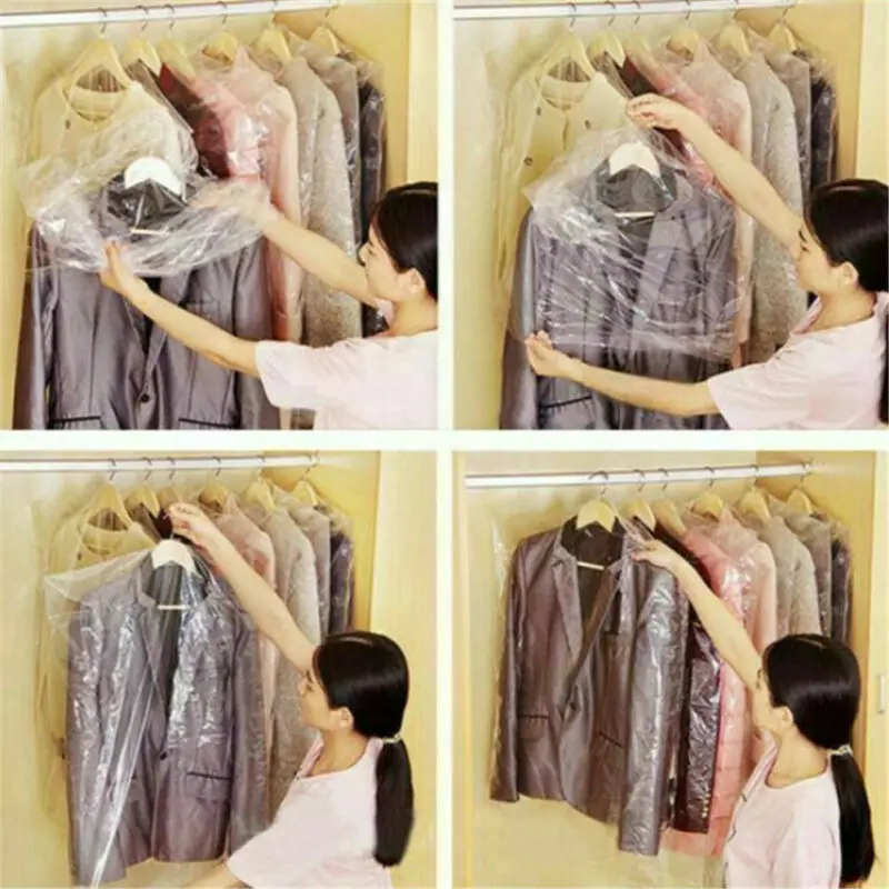 Transparent Clothes Dust Bag 20pcs x Garment Covers Polythene Clear Plastic Dry Cleaner Clothes Bags 4