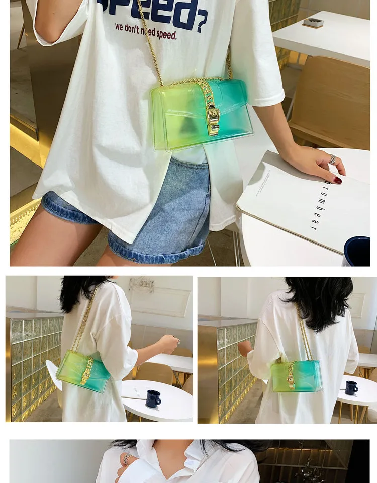 JZ CHIEF прозрачная сумка женская модная Желейная сумка на плечо панельная Женская сумка через плечо Маленькая градиентная