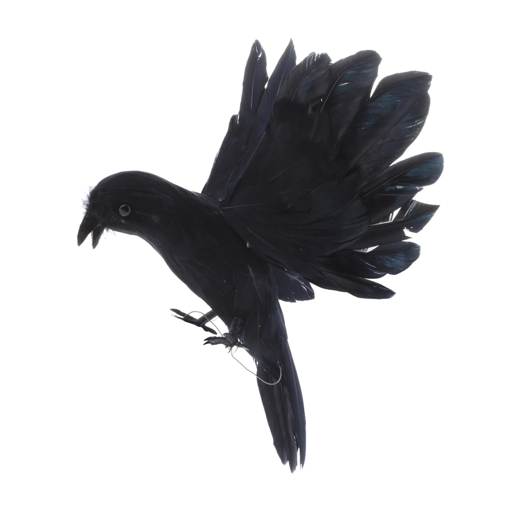Plastic Feather Flying Crow Decoy Birds Scarer Scarecrow Ornament Plastic Feather Flying Crow Decoy Birds Scarer Scarecrow Ornament