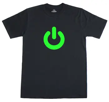 

Glow In The Dark Power On Print Gadget Geek Mens Loose Fit Cotton T-Shirt