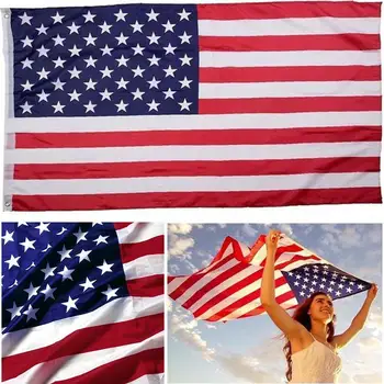 

USA 150x90cm flag High Quality Double Sided Printed Polyester American Grommets Flag J8O3