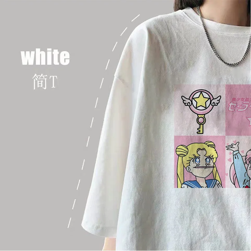 Women T-shirt Round Collar Summer Cartoon 2020 New Half Loose Sleeve  Print Casual Simple Wild T-Shirt