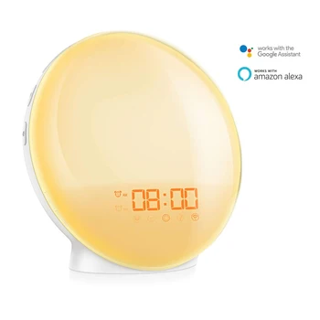 

Intelligent SmartAPP Voice Control Wifi Alarm Clock adjustabl Digital Snooze Nature LED Colorful Lamp Night Light For Smart Home
