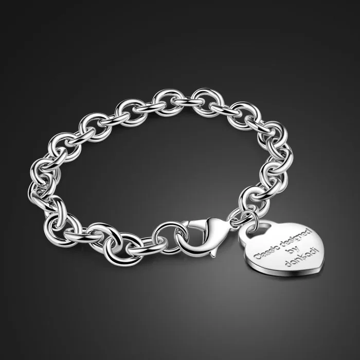 Высокое качество, серебро 925 пробы, женский браслет, Модный кулон в форме сердца, браслет,, классические ювелирные изделия, аксессуары