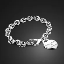 Высокое качество, серебро 925 пробы, женский браслет, Модный кулон в форме сердца, браслет,, классические ювелирные изделия, аксессуары