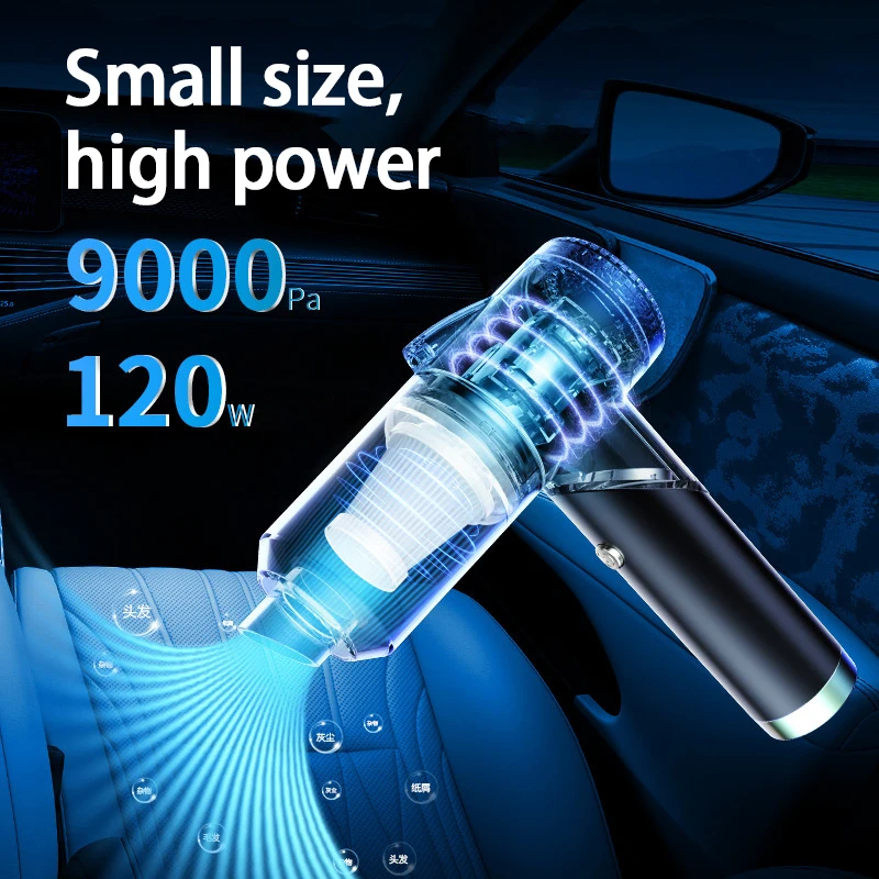 Q8 120W Car Wireless Vacuum Cleaner 9000Pa Strong Suction Folding Hand-held Portable Vacuum Car Home Household Cleaner