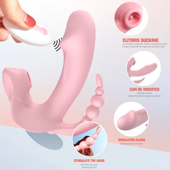3 IN 1 Clitoris Sucking Rotating Beads Dildo Vibrator Panties for Women Vagina Stimulator Adult 18 Sex Machine Female Sucker Toy 3