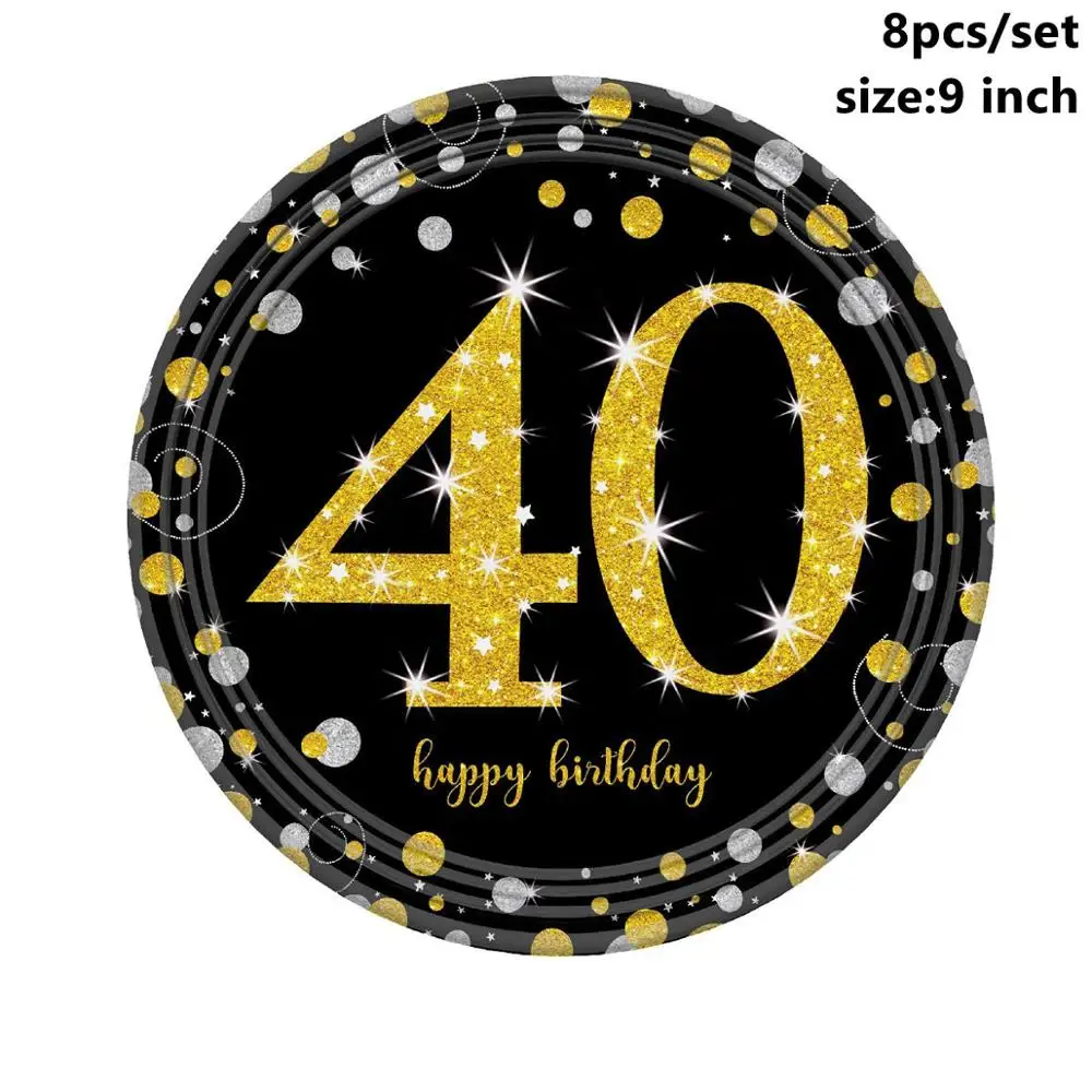 Taoup 32 дюйма 40 дюймов Золотой номер шары фольга 21 30 40 50 60 с днем рождения шары-цифры шары День рождения Декор для взрослых - Цвет: 40th Plates