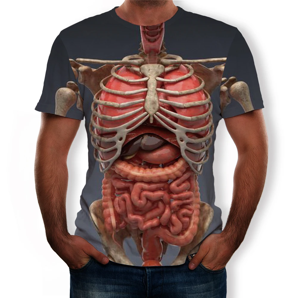 

Shirt 3dmen's round neck short-sleeved T-shirt bone visceral 3D printing T-shirt funny funny alternative T-shirt