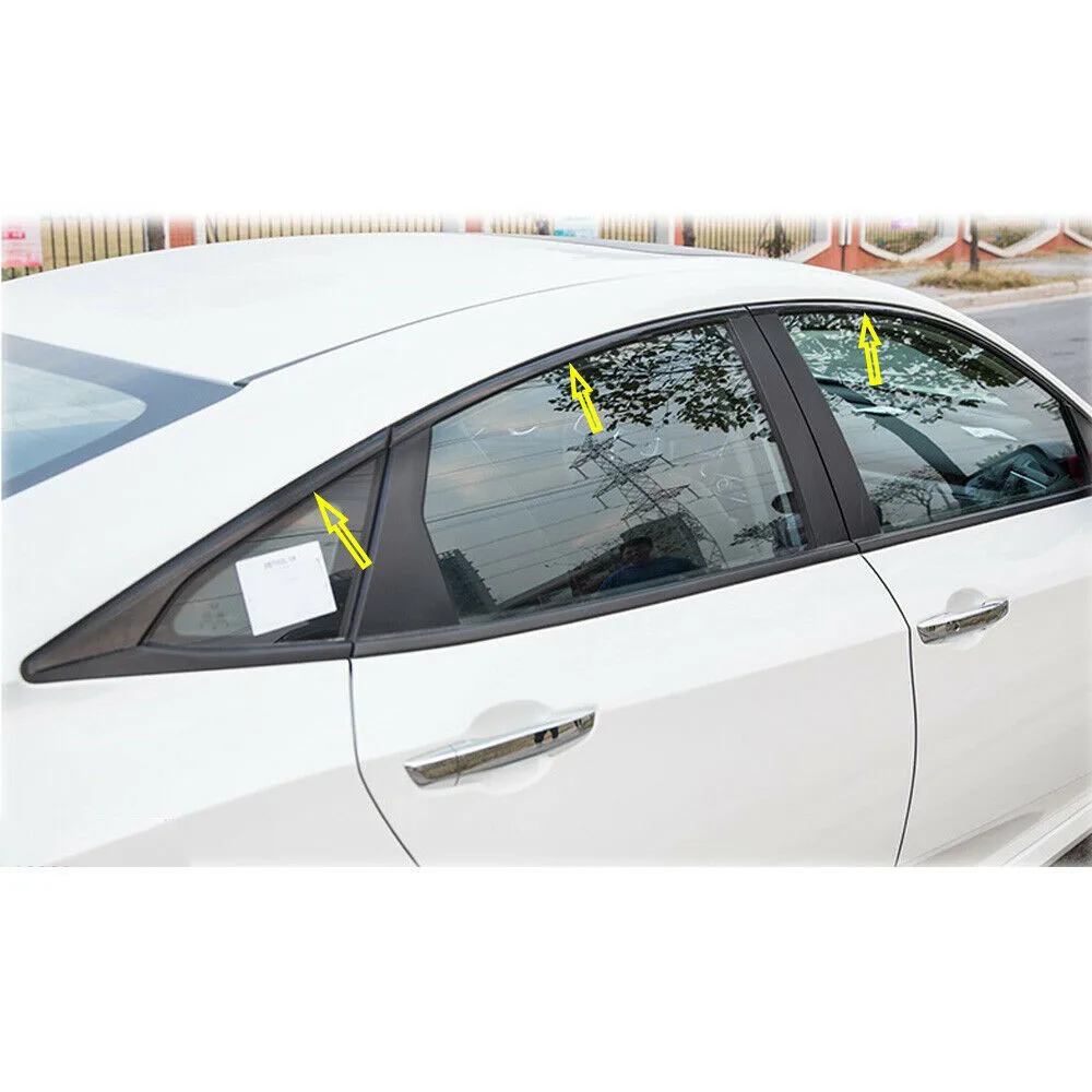 Right Car Sticker Side Window Vinyl 6pcs For Honda Civic 10th Gen 2016-2019 4dr Sedan AutoExterior Accessories Car Decoration