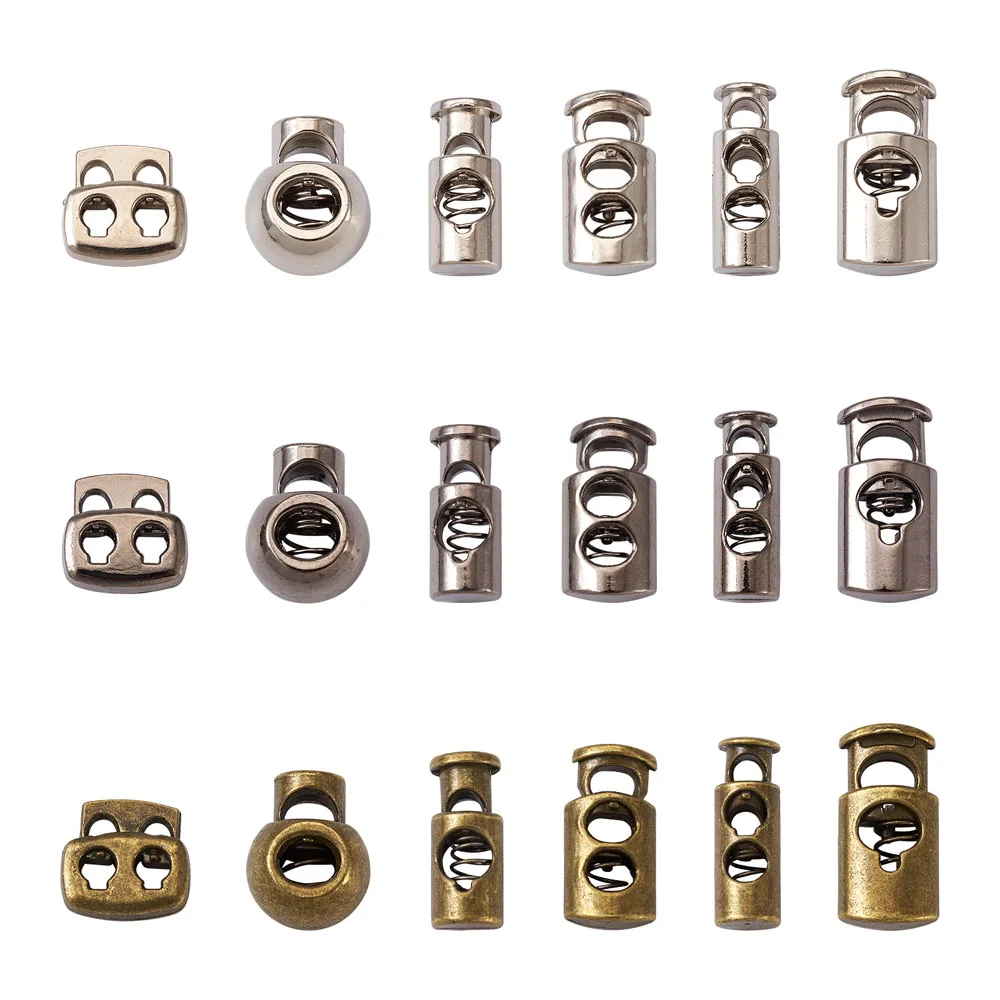 

72Pcs Cord Lock Spring Clasp Stopper Alloy Spring Cord Locks Drawstring Toggle Spring Clasp Jewelry Making Clothing Accessories