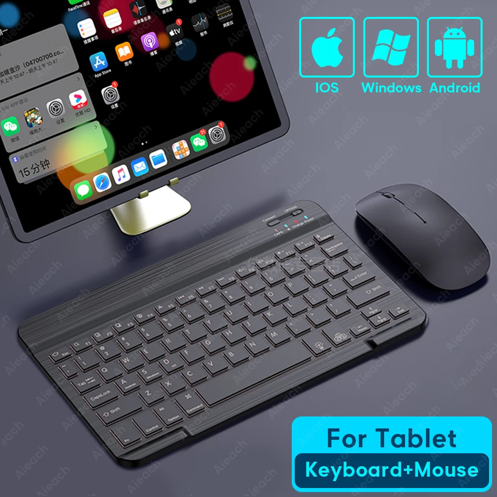 Планшет Беспроводная клавиатура для iPad Samsung Xiaomi Huawei Teclado Bluetooth-совместимая клавиатура и мышь для iOS Android Windows