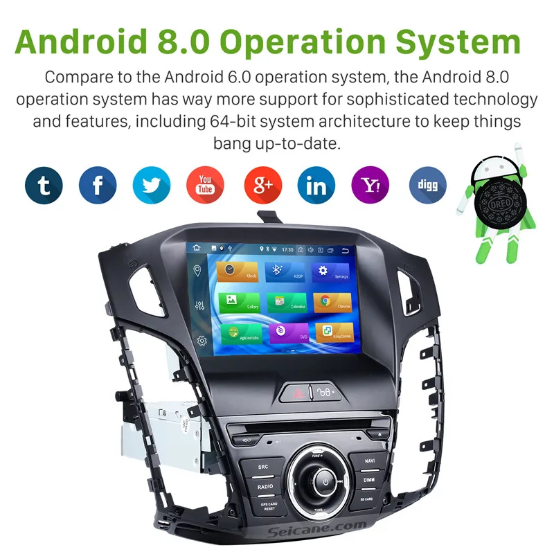 Top Seicane 8" Android 9.0 4G+32G 8-core Car GPS Headunit Multimedia Navigation for Ford focus 2011-2013 IPS Stereo tape recorder 4