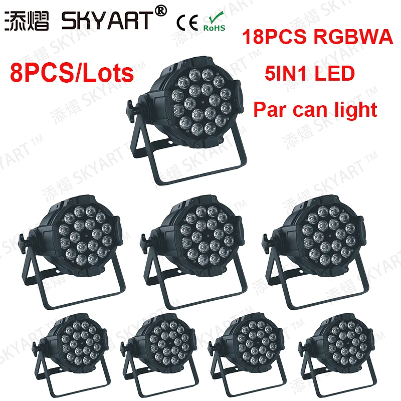 

8pcs/lot free shipping Stage DJ Lighting 18*15w RGBWA 5IN1 Par Can Light CE RHOS Light LED Par Disco Lights