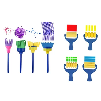 

Sponge Paint Brushes for Kids,8 Pack Early Learning Drawing Painting Tools Set for DIY Arts Crafts, Besom Brush