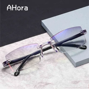 

Ahora Rimless Reading Glasses Men Women Anti Blue Light Blocking Presbyopia Eyeglasses With Diopters +1.0 1.5 2 2.5 3.0 3.5 4.0
